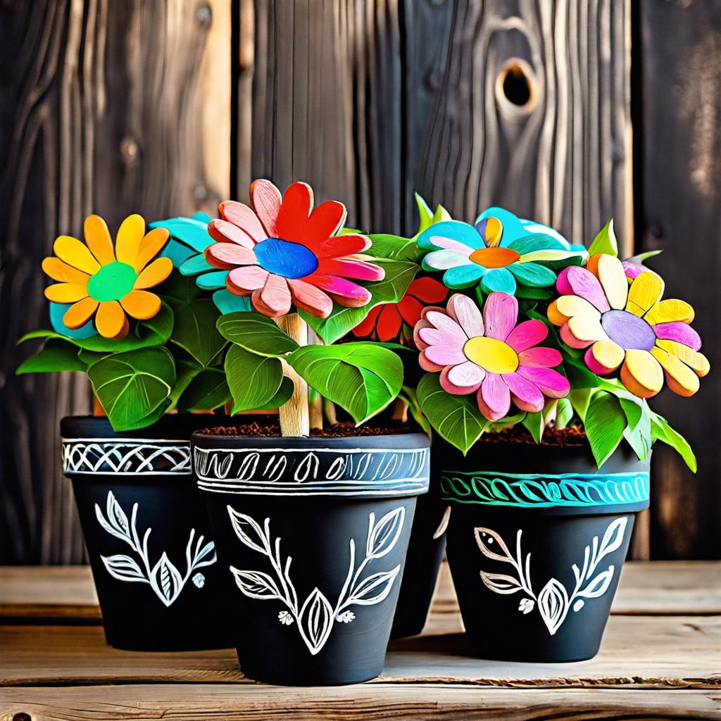 diy chalkboard flower pots