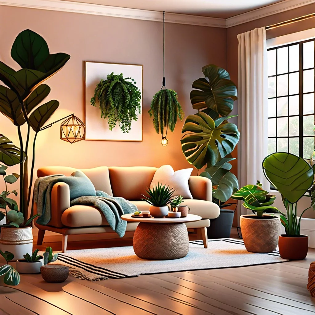 drape string lights among potted plants for a whimsical touch