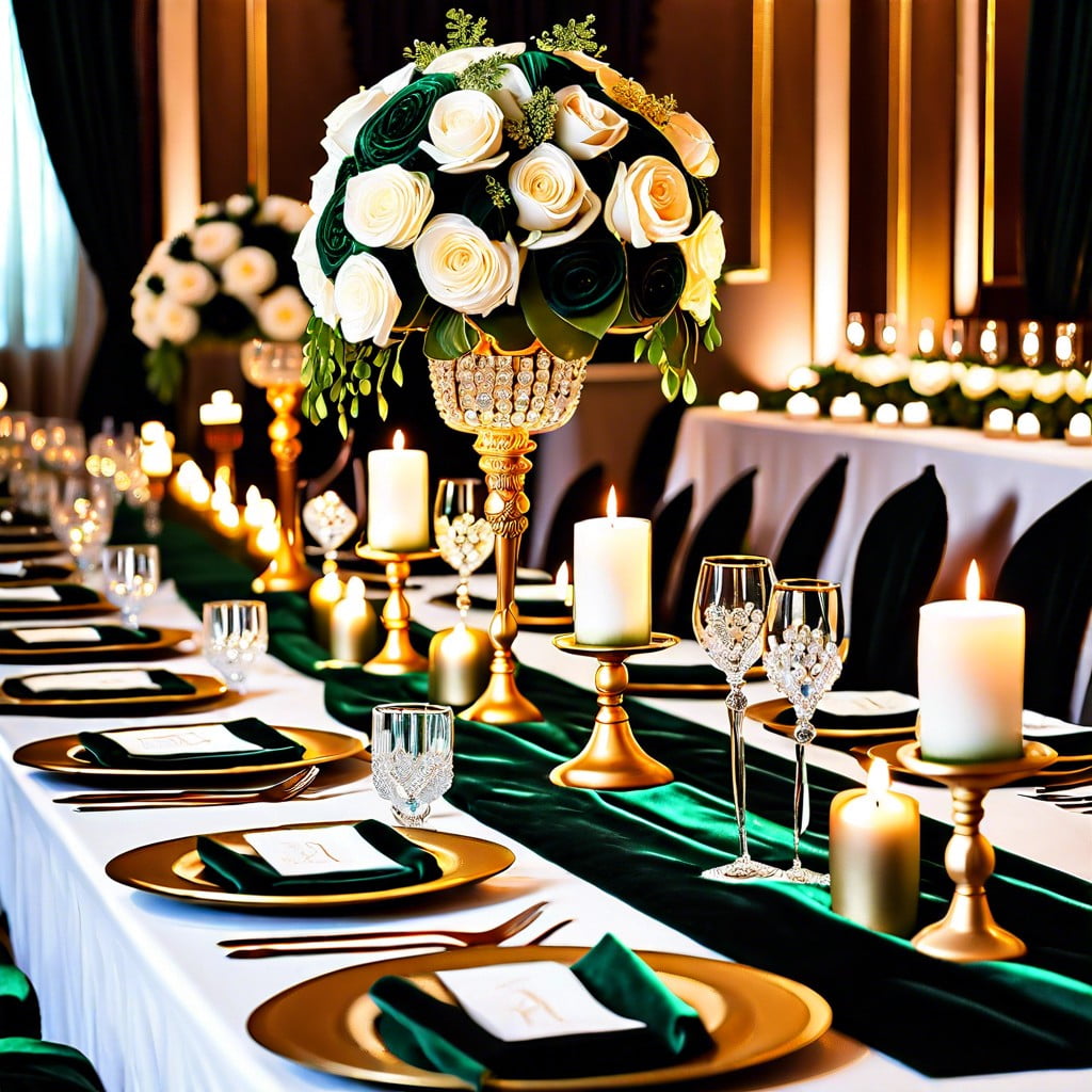 drape tables with lush velvet runners for a touch of luxury