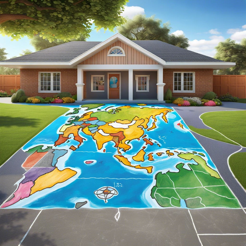 educational chalk world map