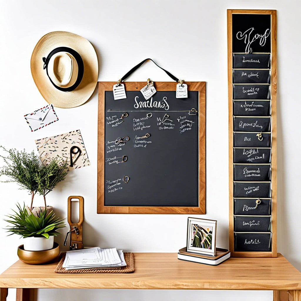entryway reminder hub chalk for to do lists cork for keys and mail