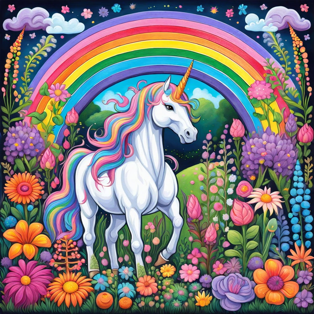 fantasy chalk unicorn garden