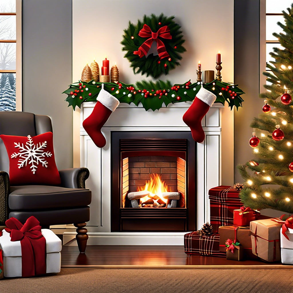 festive fireplace banner