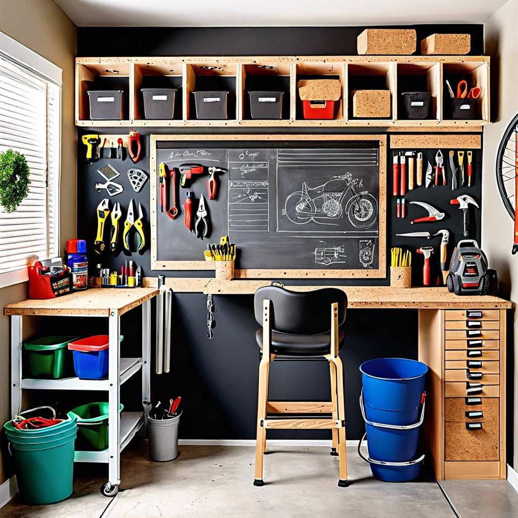 garage organization system chalk for diy tips cork for tools schematics