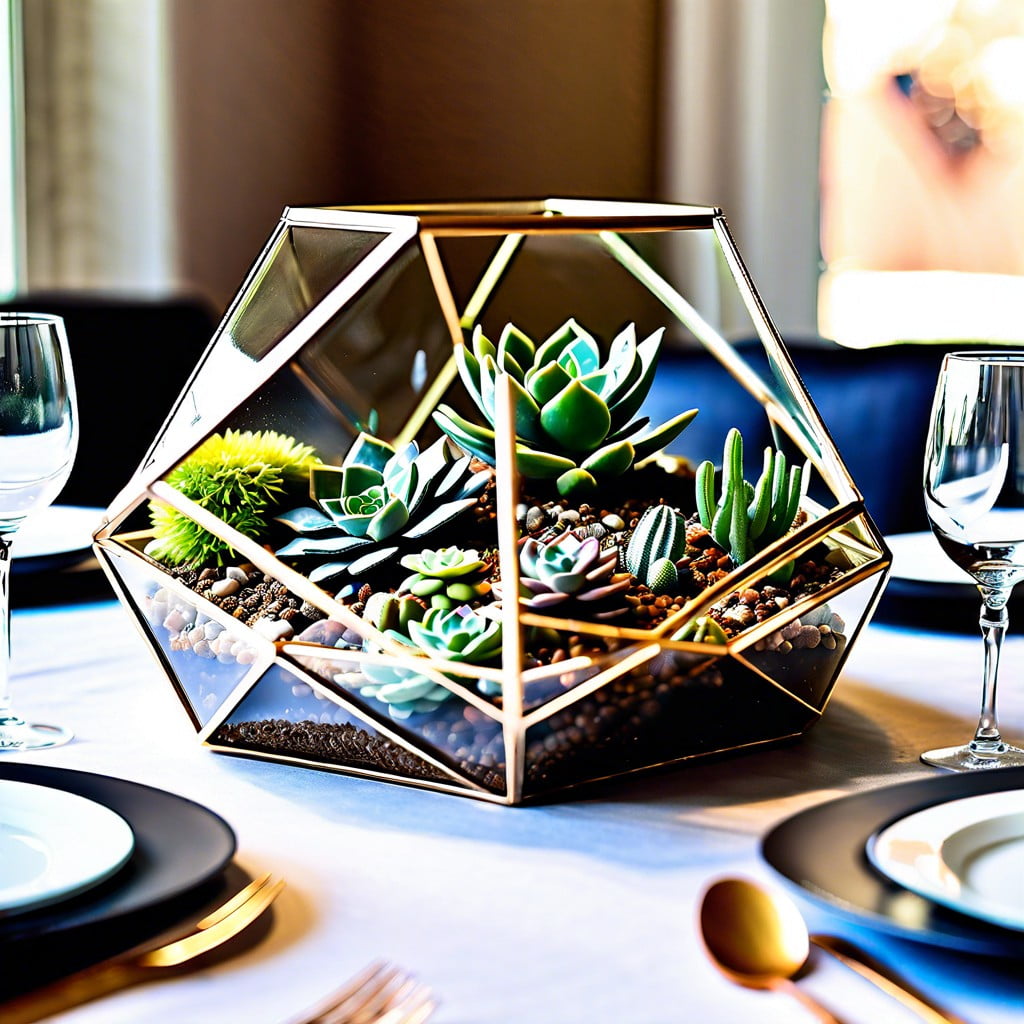 geometric terrariums modern shapes with succulents inside