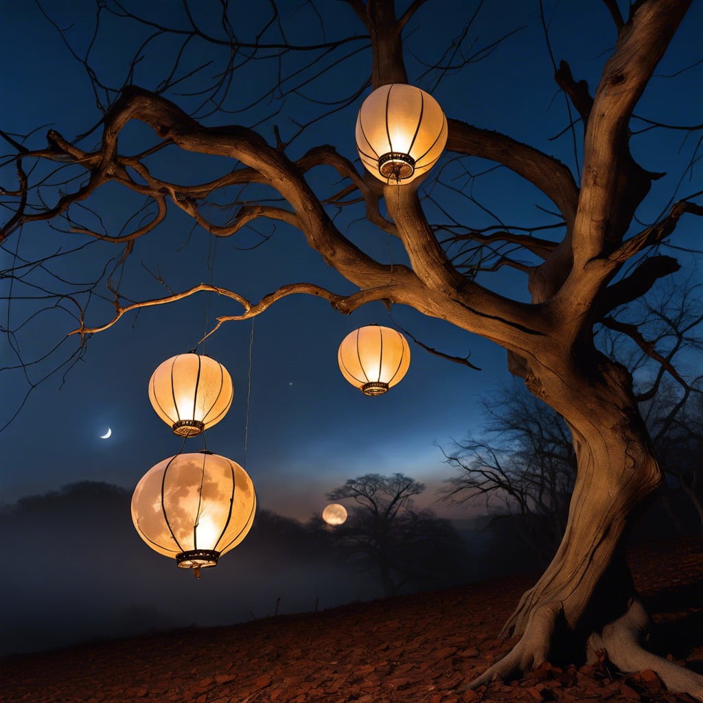 ghostly hanging lanterns