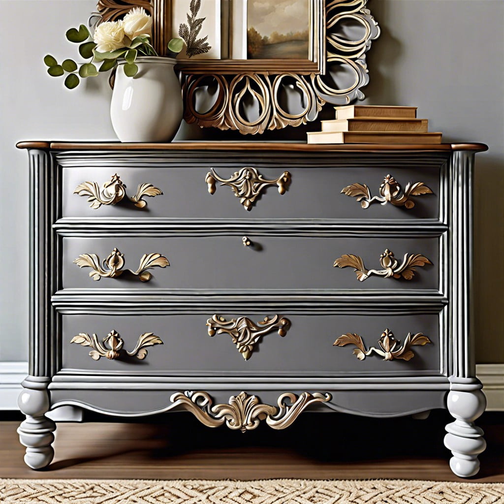 grey chalk paint with metallic accents