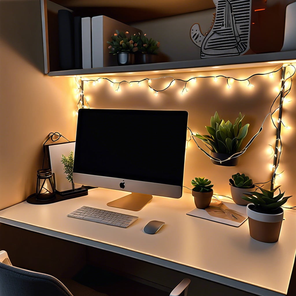 hang fairy lights or led strip lights for a cozy feel