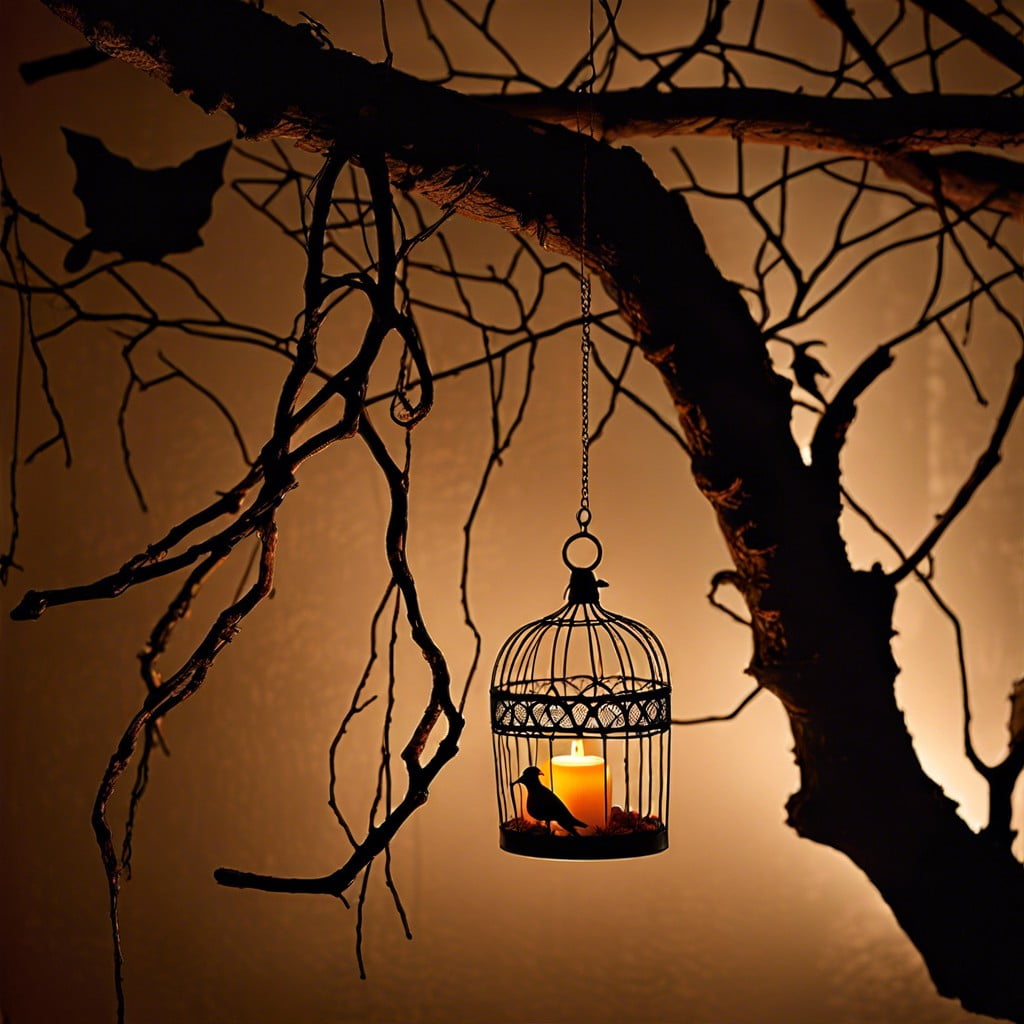 haunted birdcage with led lights