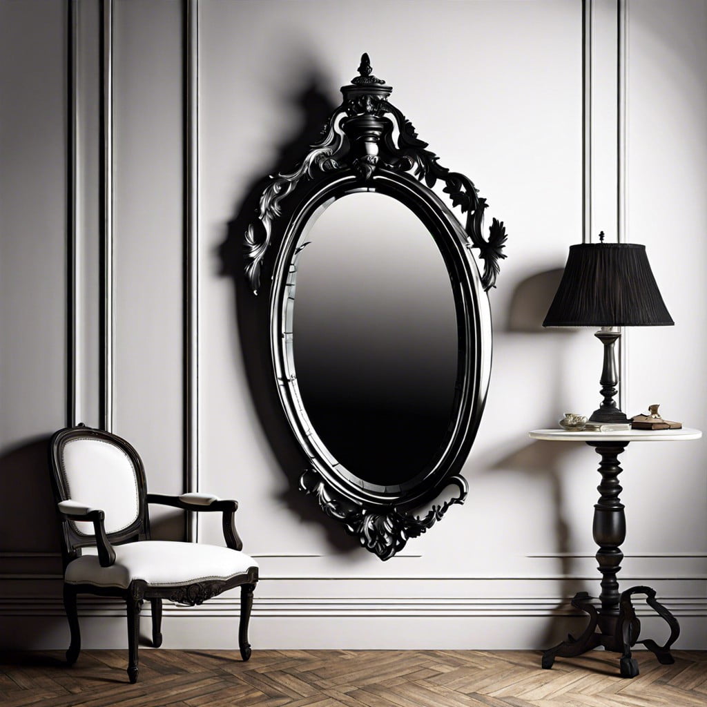 haunted mirror apply white and black paint sparingly for a ghostly mirror effect