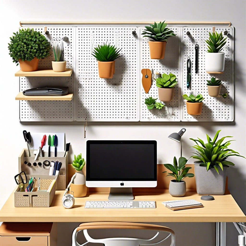install a pegboard for hanging supplies and decor