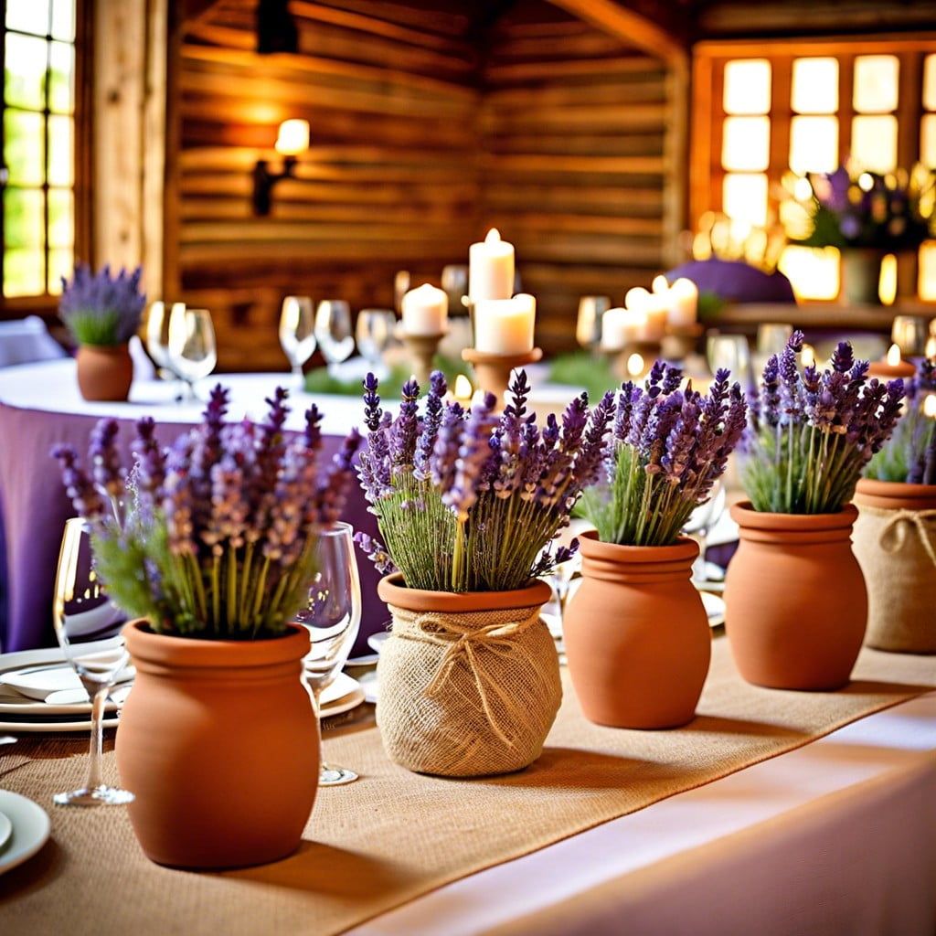 lavender fields pots of fragrant lavender as centerpieces