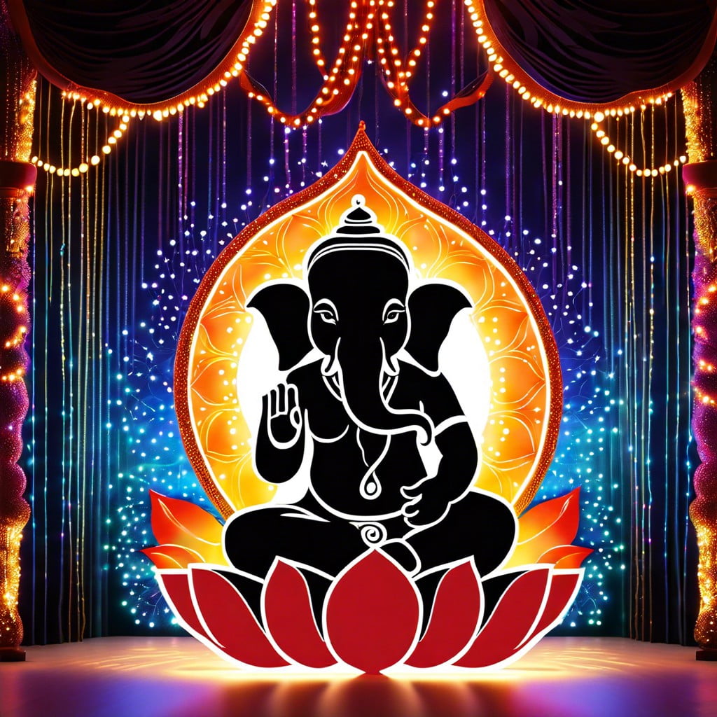led light curtains and ganesh silhouette