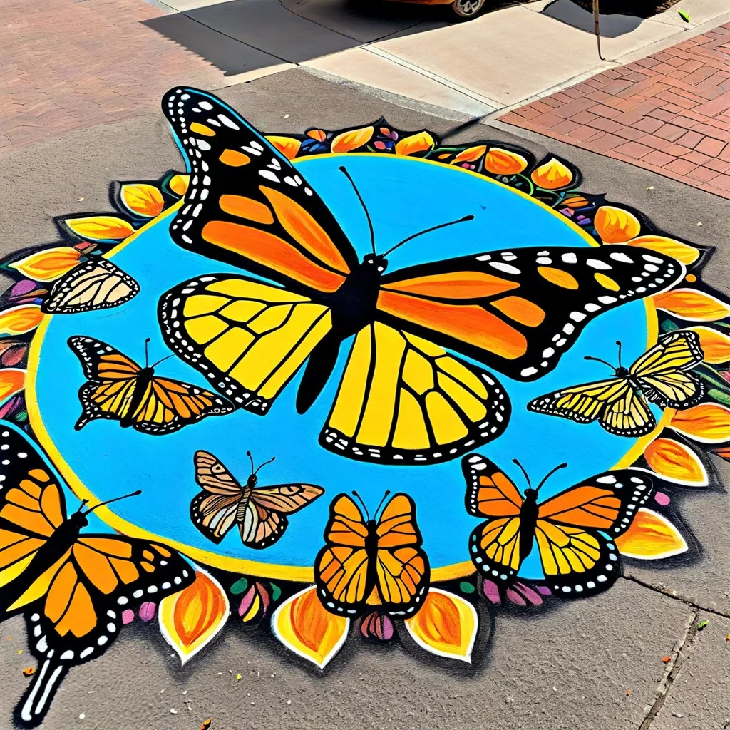 monarch migration pathway draw an interactive chalk path adorned with monarch butterflies on a sidewalk