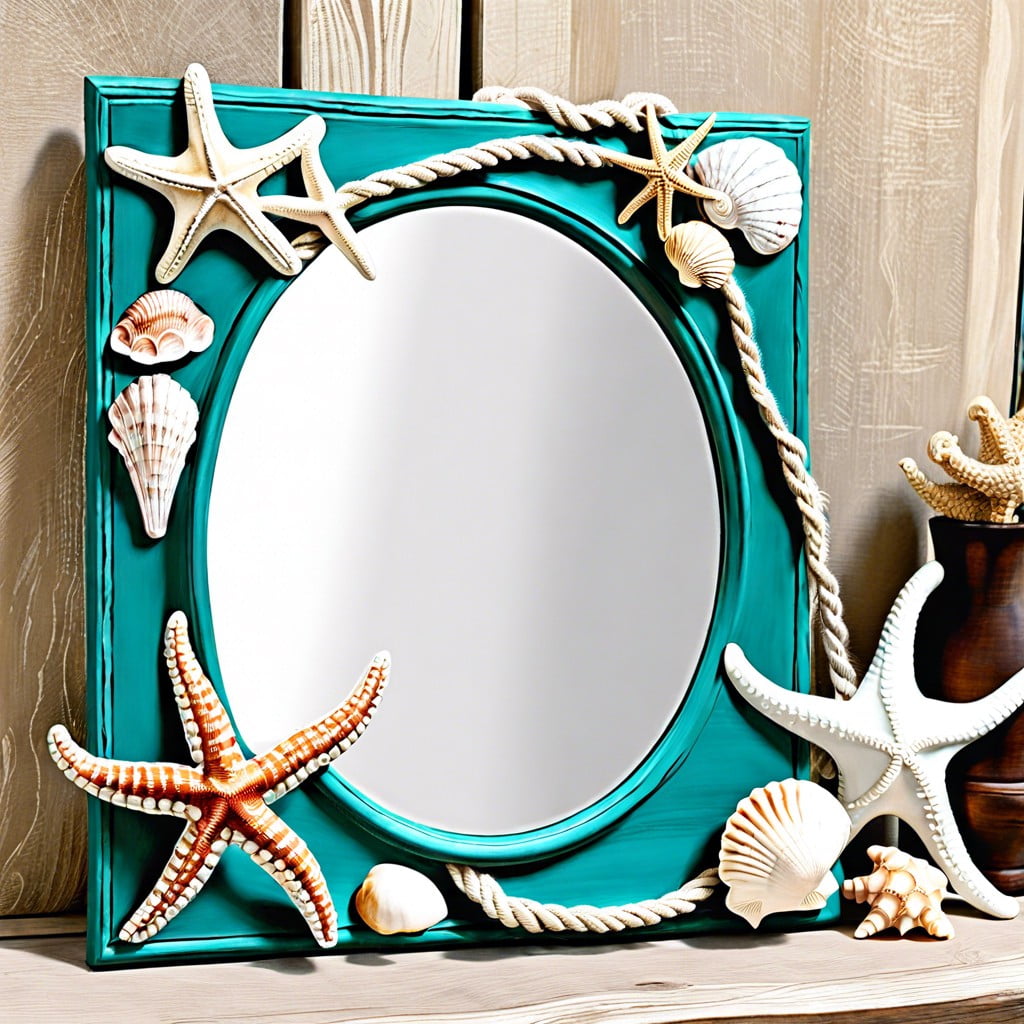 nautical teal chalk painted mirror frame