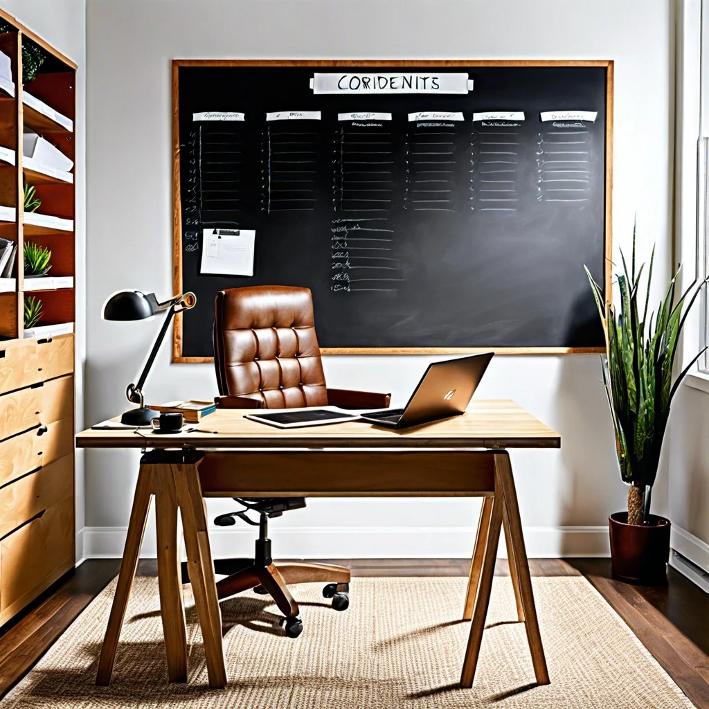 office workflow chart chalk for tasks cork for schedules and deadlines