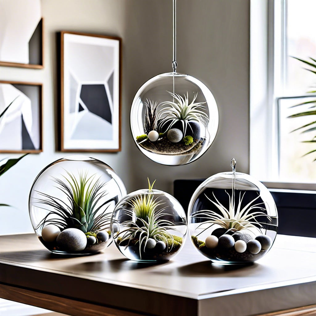 opt for air plants in minimalist glass orbs
