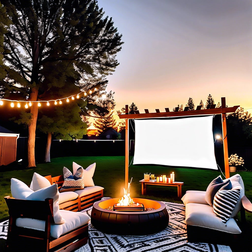 outdoor movie screening setup
