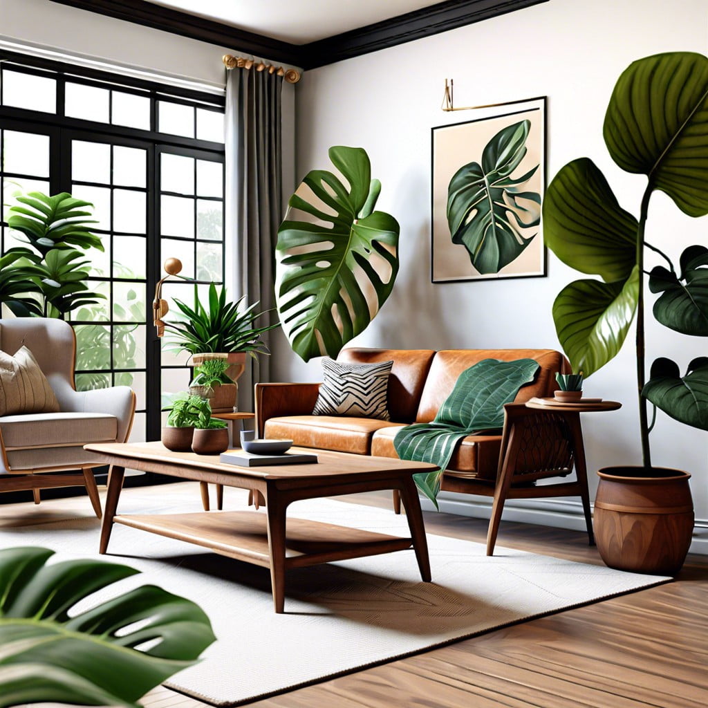 pair plants with vintage furniture for a retro vibe