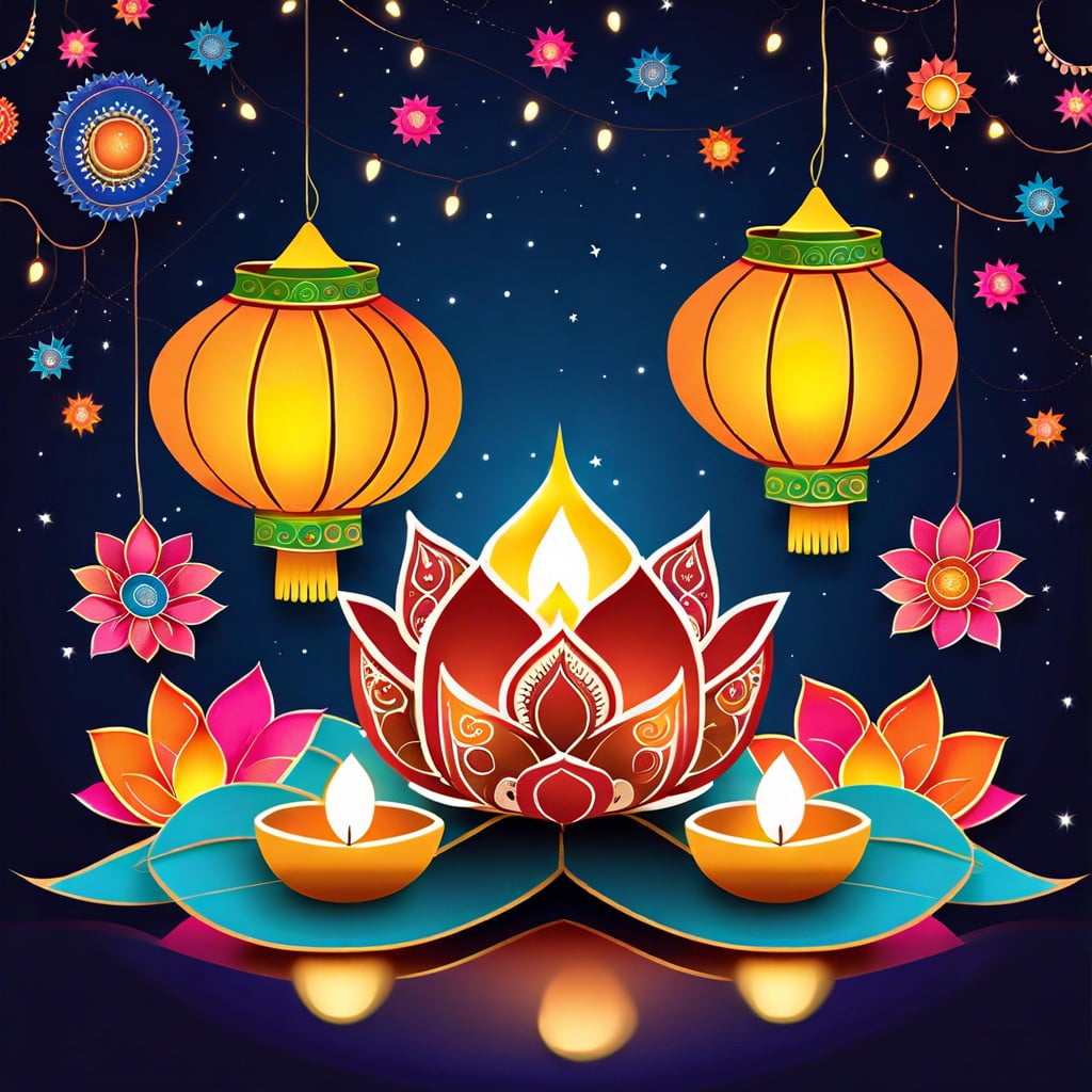 paper lanterns with diwali themes