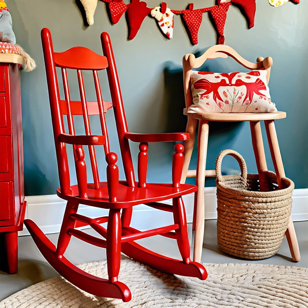 personalize a childs rocking chair with vibrant red chalk paint