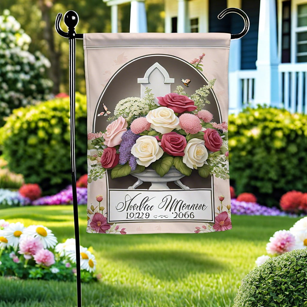 personalized garden flag with sentiments or images