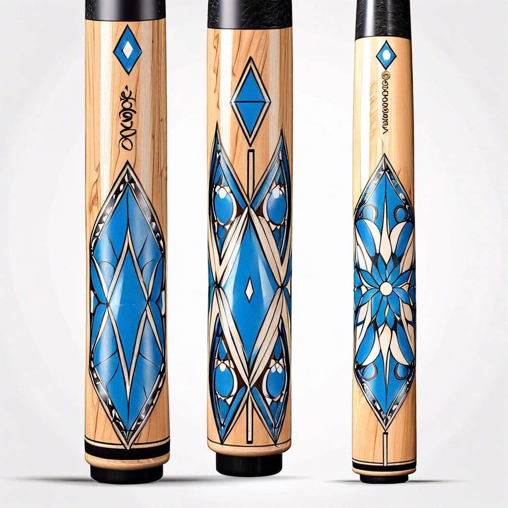 personalizing pool cues with blue diamond