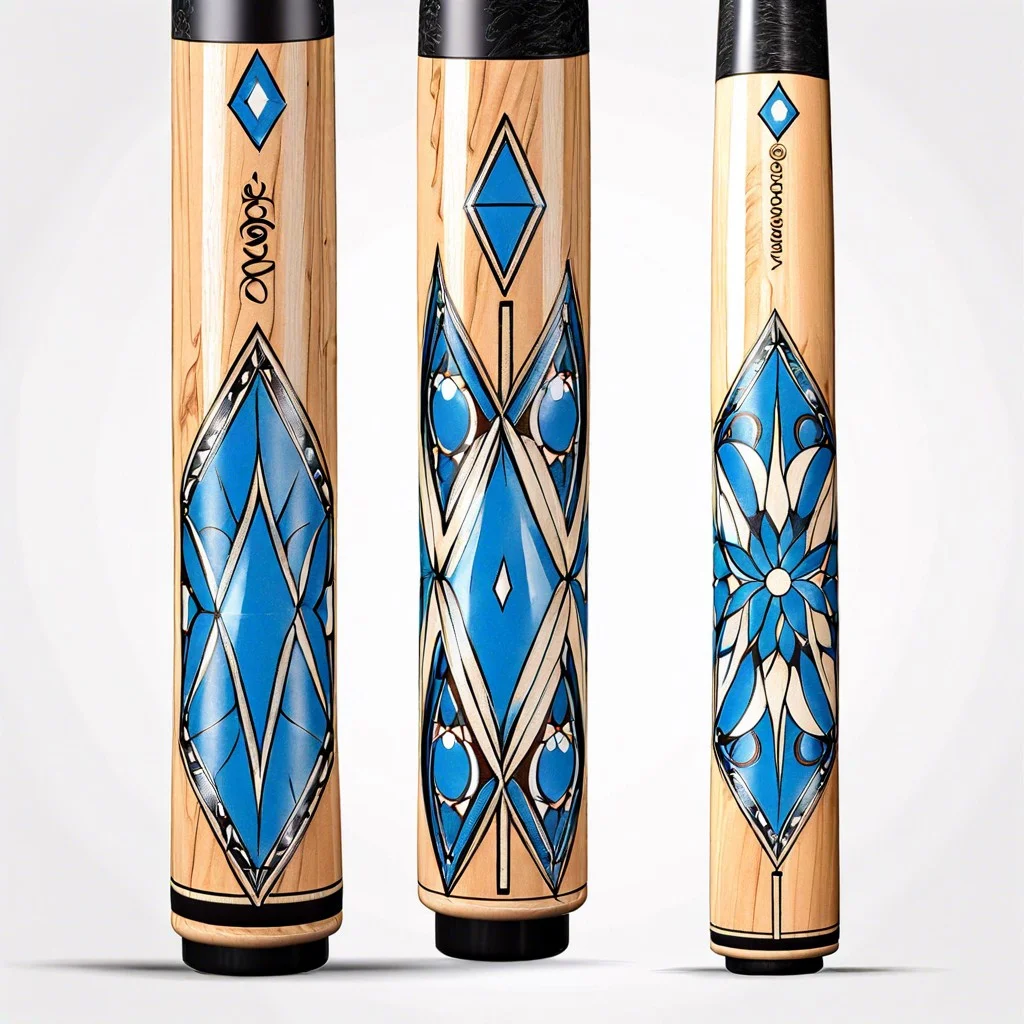 personalizing pool cues with blue diamond