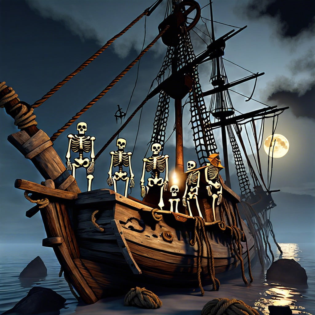 pirate skeleton crew on shipwreck props