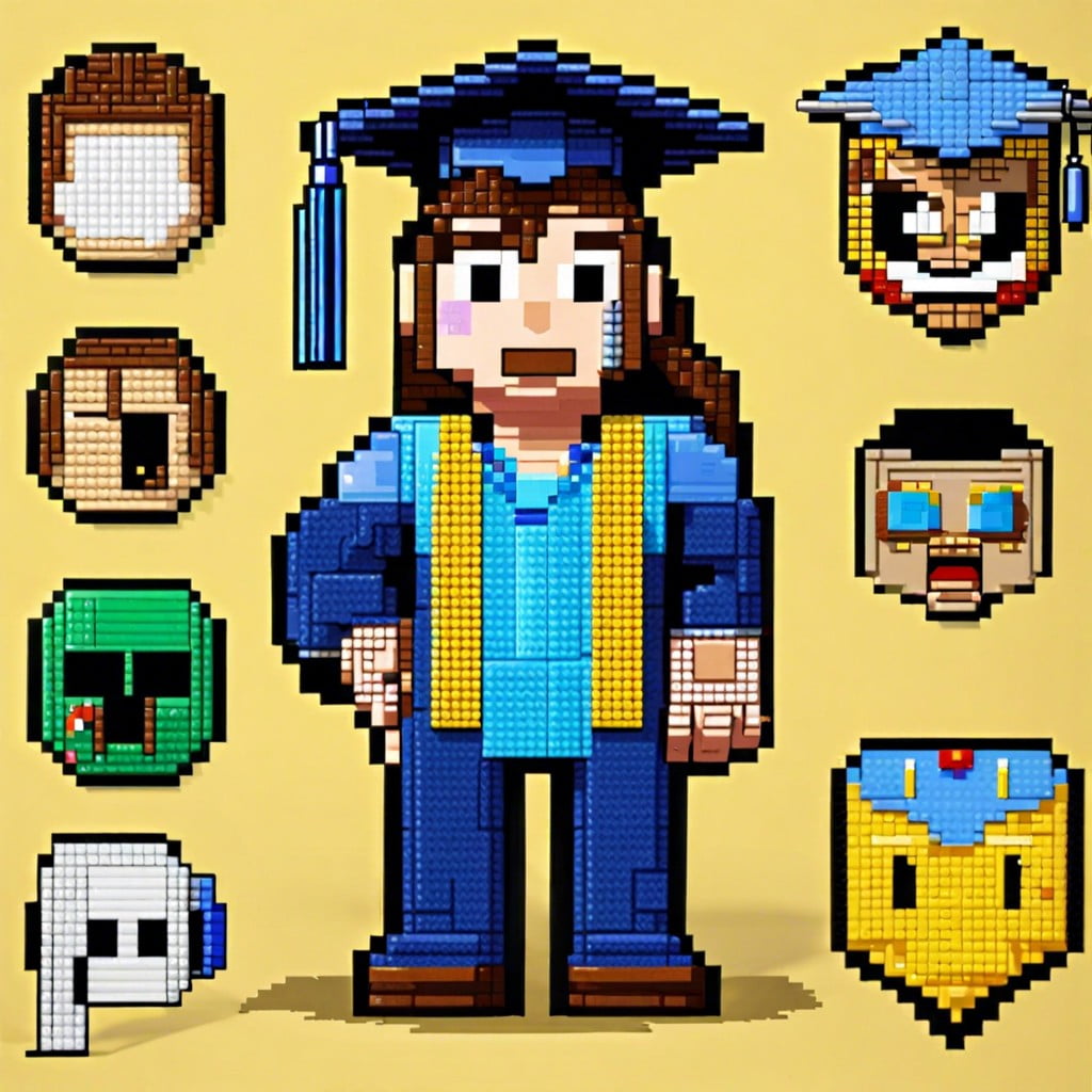 pixel art tribute graduation cap
