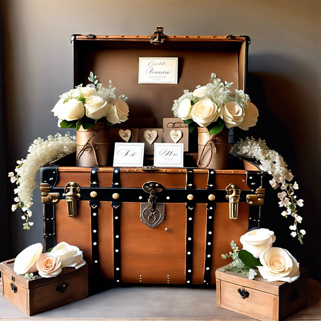 place antique trunks or suitcases to hold wedding gifts or cards