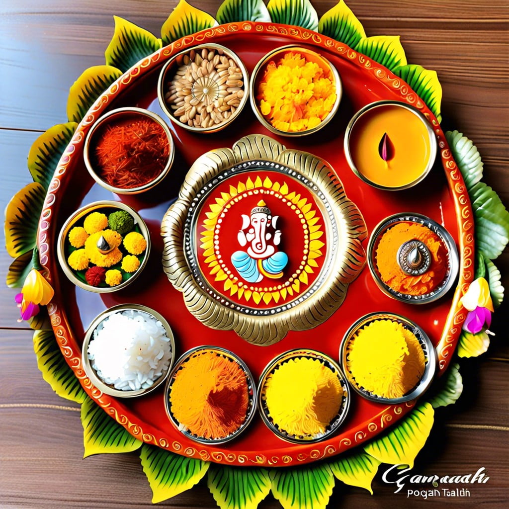 pooja thali decoration with traditional patterns