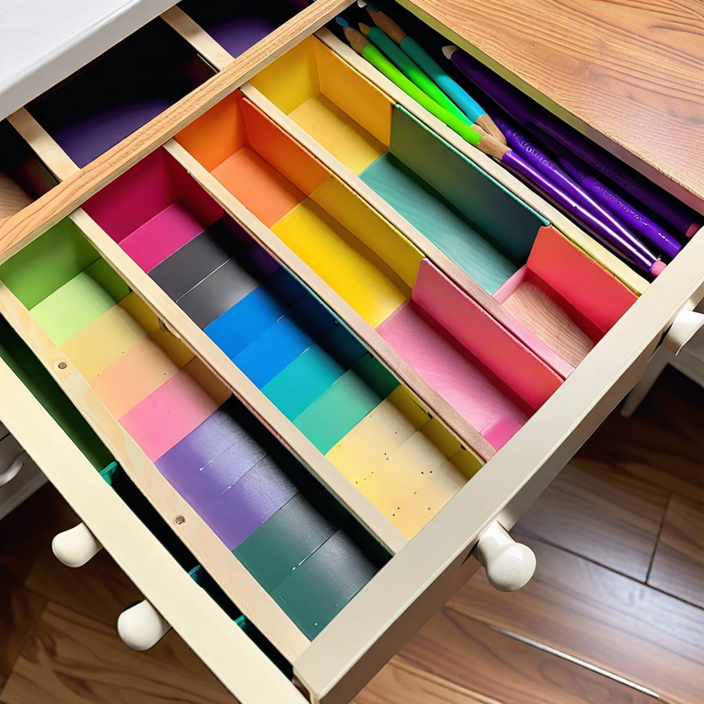 rainbow chalk drawer organizers