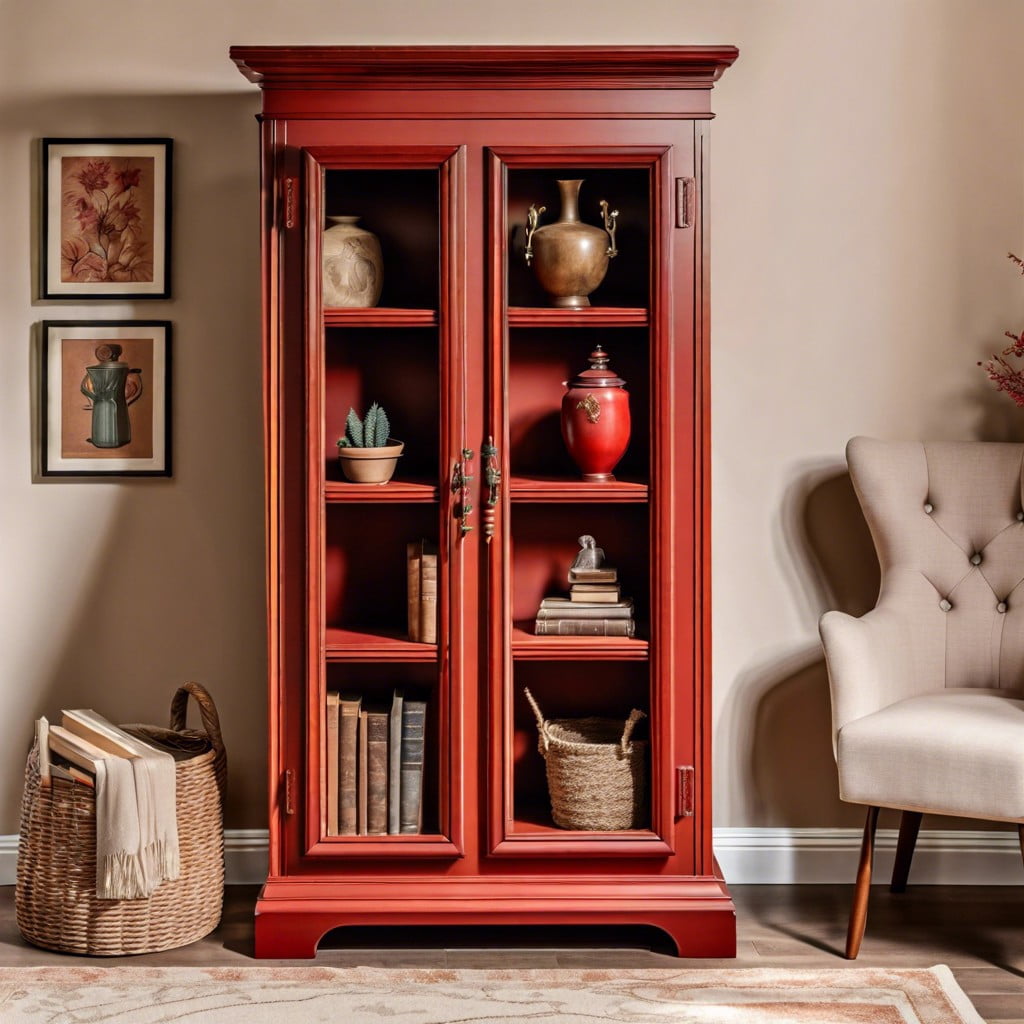 revitalize your bookcase with red chalk paint accents