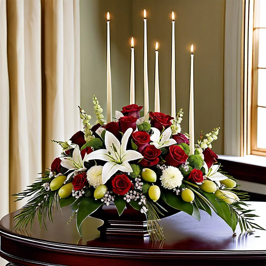 seasonal fruit and flower fusion centerpiece