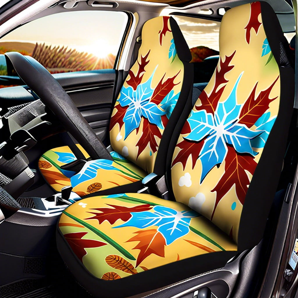 seasonal headrest covers with thematic prints