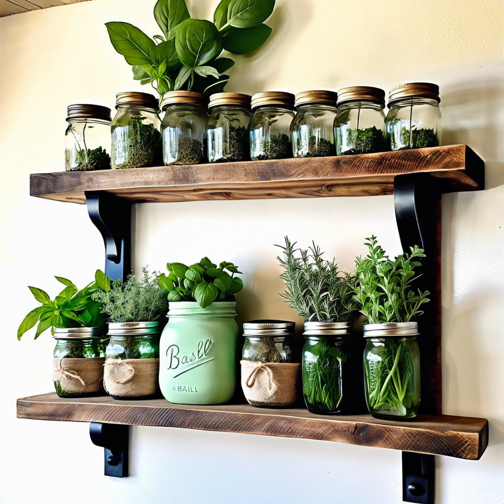 set up a corner with aromatic herbs in stylish mason jars