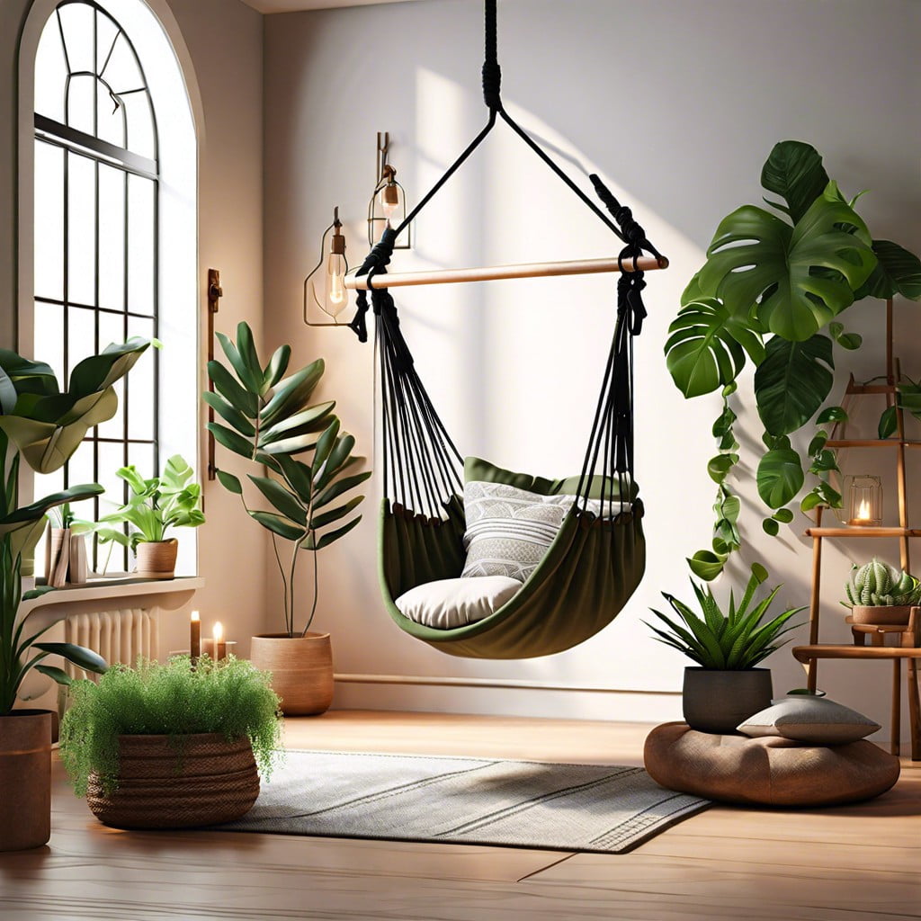 set up a hammock or swing chair