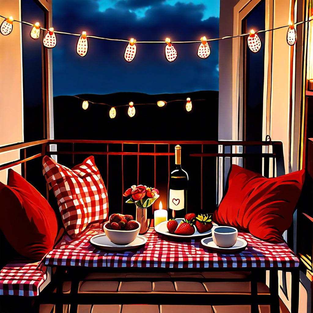 set up a romantic balcony picnic spot