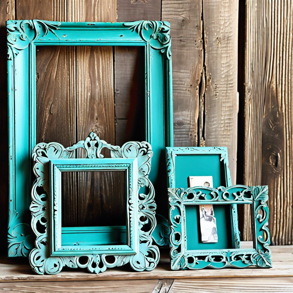 shabby chic teal chalk paint picture frames