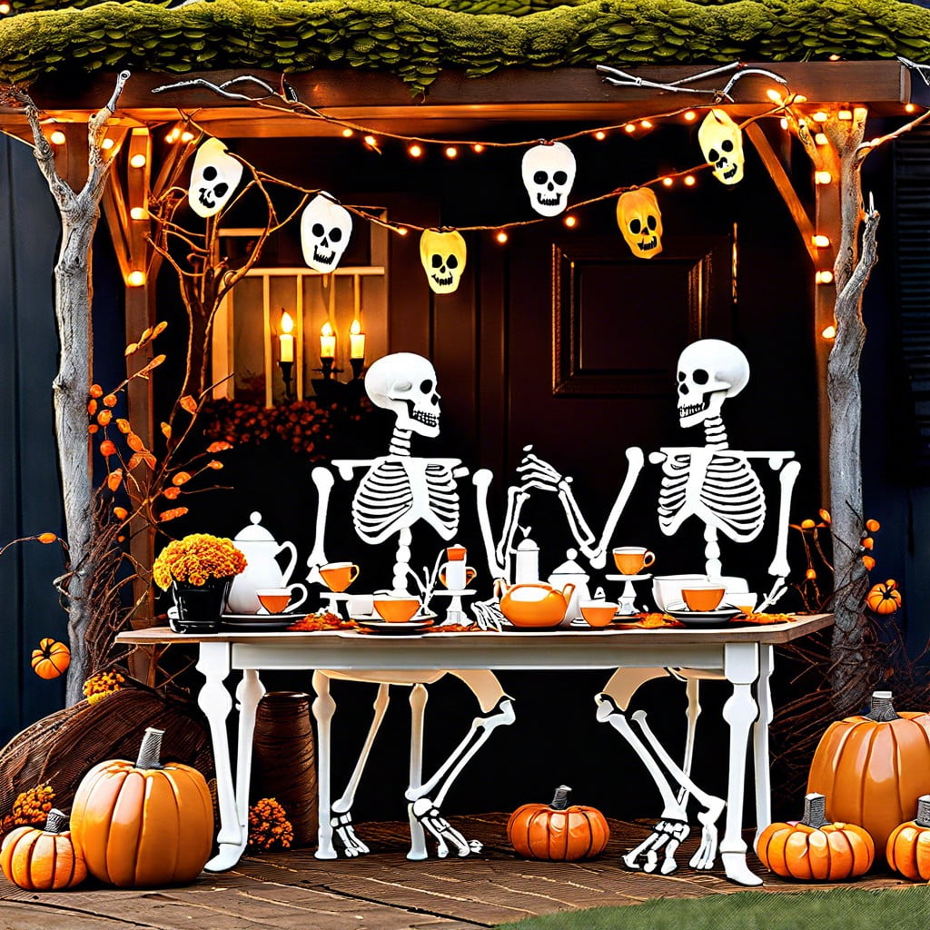 skeleton tea party display