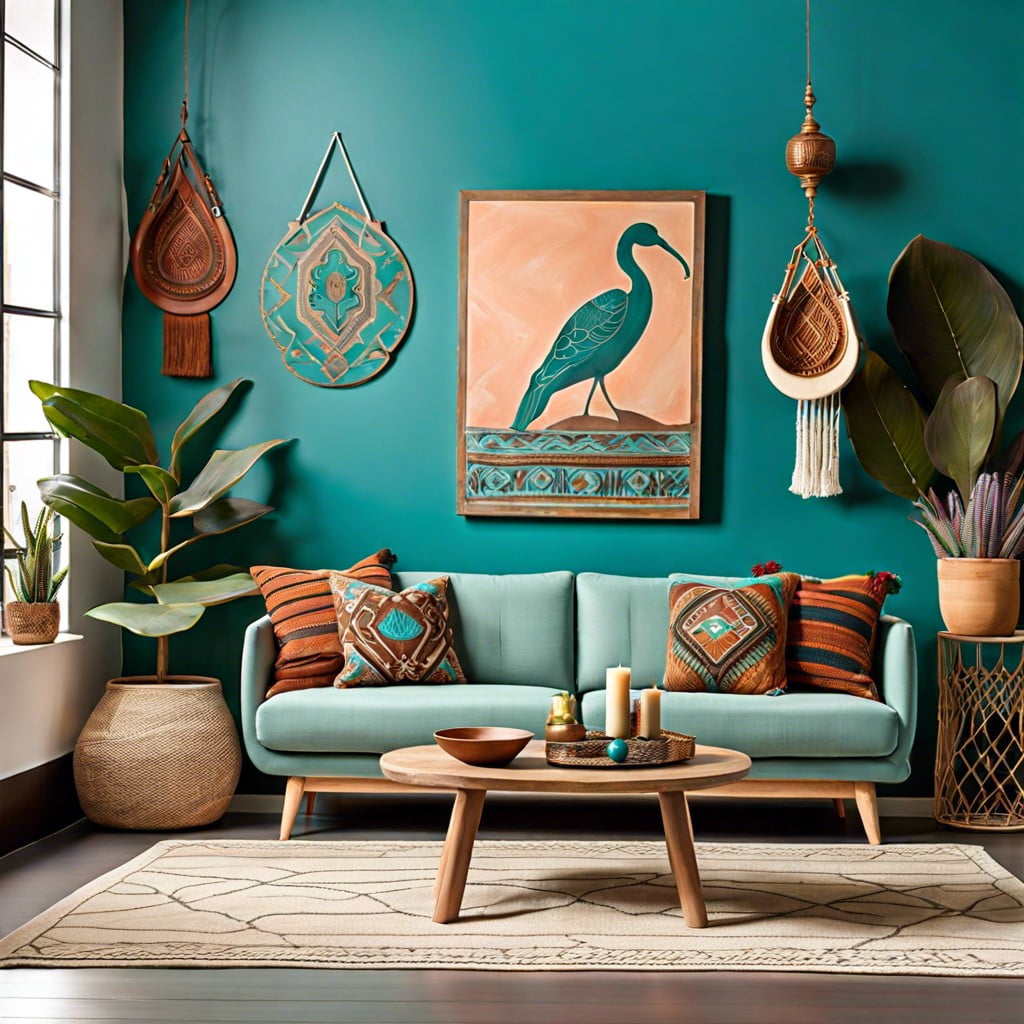 teal chalk paint accent wall