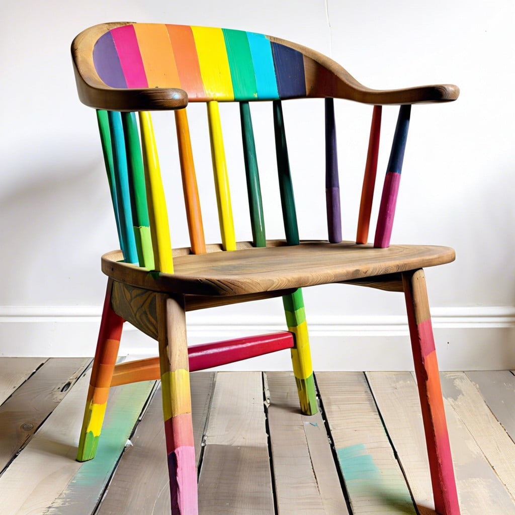 upcycled rainbow chalk painted furniture