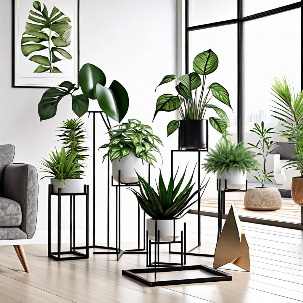 use geometric plant stands for a modern twist