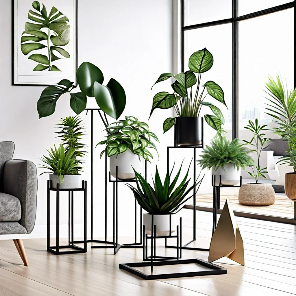 use geometric plant stands for a modern twist