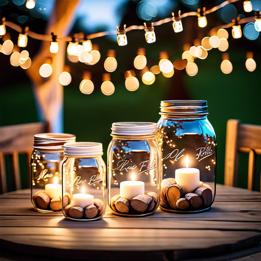 whimsical fairy lights jars filled with twinkling lights