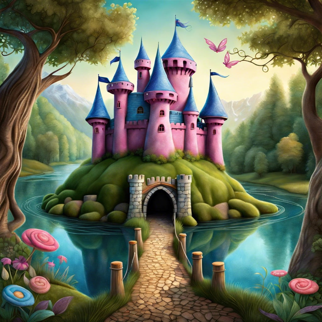 whimsical fairy tale castle scene