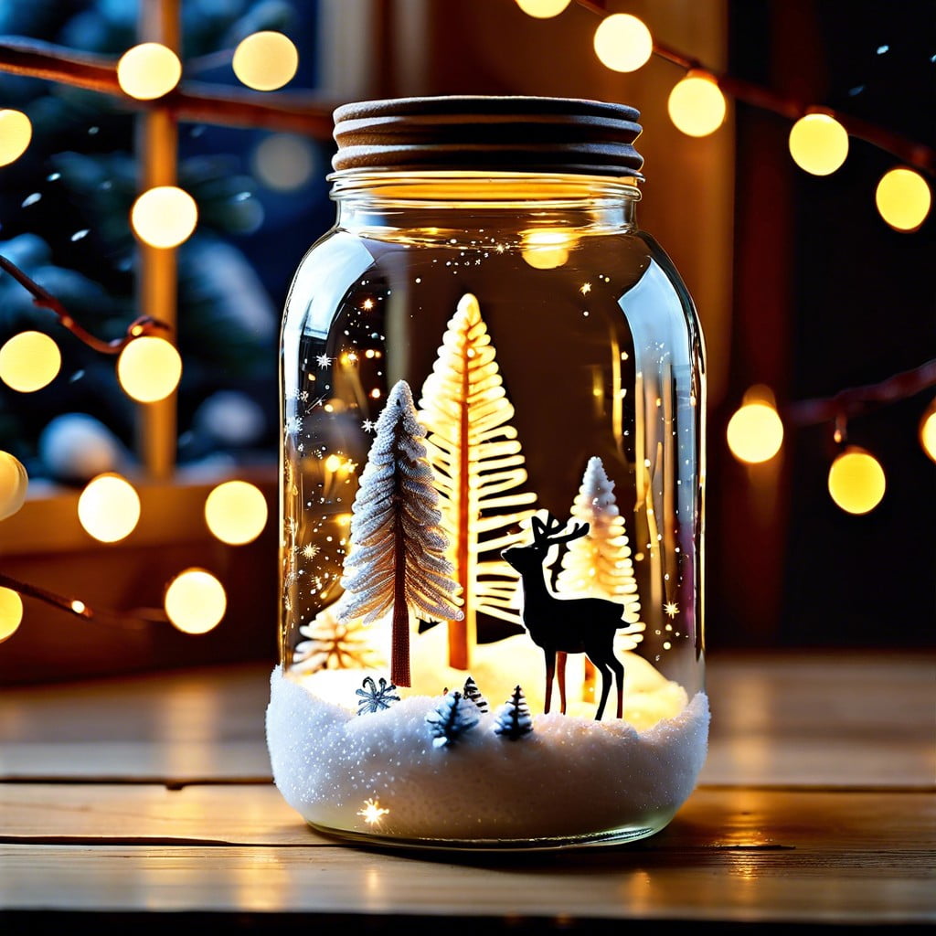 winter scene in a jar desk ornaments