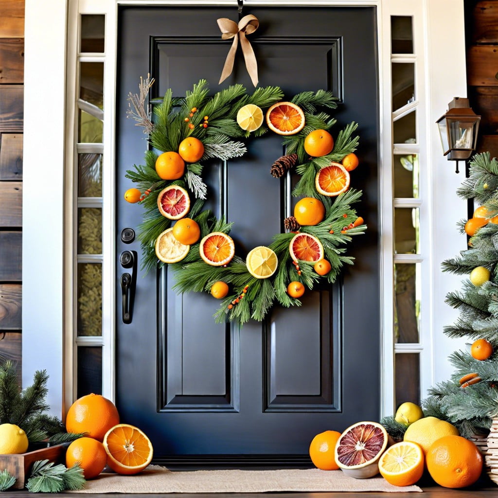 wreath of evergreen and citrus slices