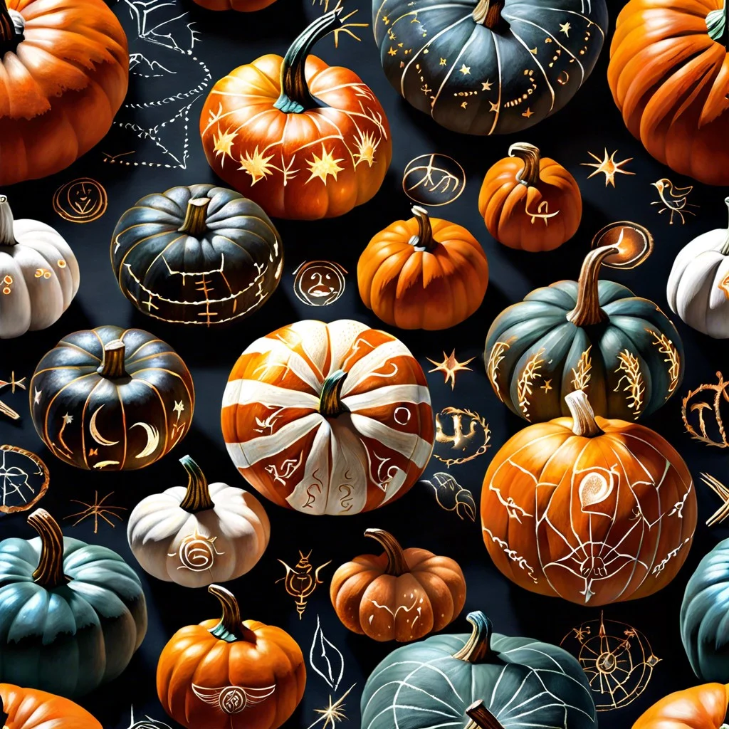 zodiac sign themed chalk pumpkins